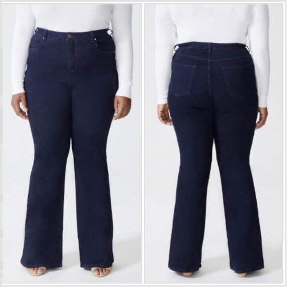 Universal Standard Denim - Universal Standard Sava High Rise Flare Jeans Dark Indigo Wash Approximating‎ 30